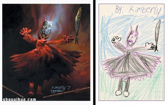 孩子们的涂鸦画 DIY成充满神秘感的诡异插画