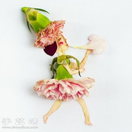 剪纸小人+花卉花瓣 DIY翩翩起舞的少女