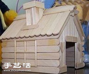 冰棒棍+一次性筷子 手工制作小房子模型