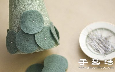 海绵+毛毡布 手工制作迷你装饰圣诞树
