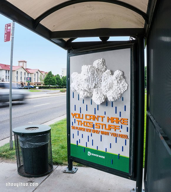用各种材料拟造水 艺术性节水宣传创意广告