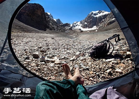 从帐篷里欣赏清澈美丽的海拔5000公尺美景