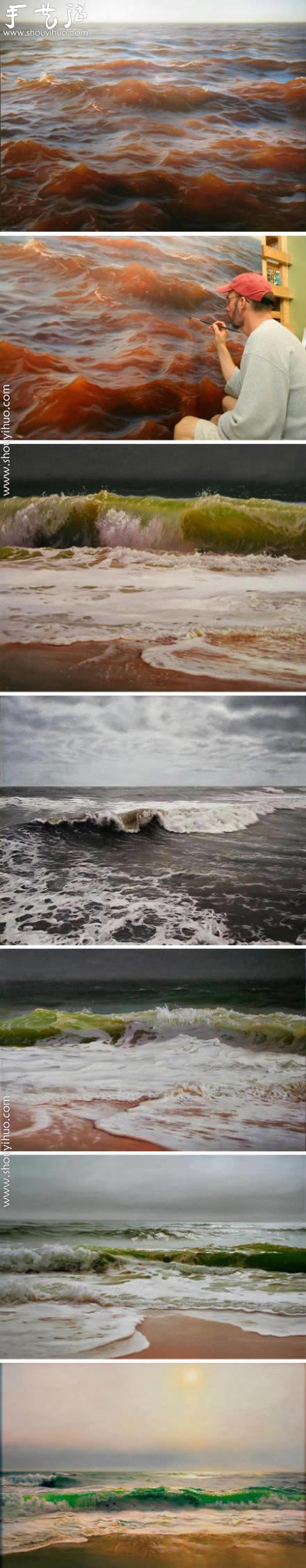 惊艳的海浪手绘 逼真立体视觉效果
