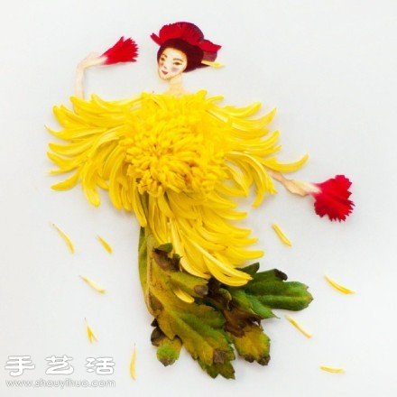 剪纸小人+花卉花瓣 DIY翩翩起舞的少女