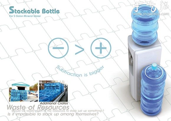 桶装水瓶小改造 更方便堆叠运输