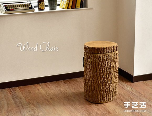 既是保温桶也是椅子 树桩造型的便携多功能家具