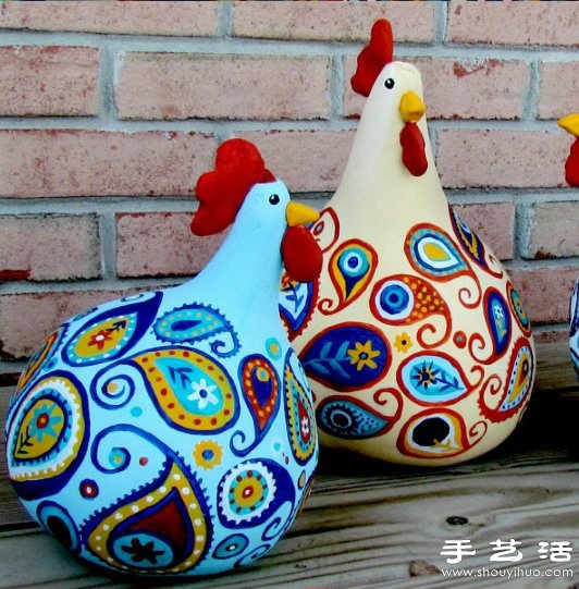葫芦创意手工制作可爱大公鸡手工艺品