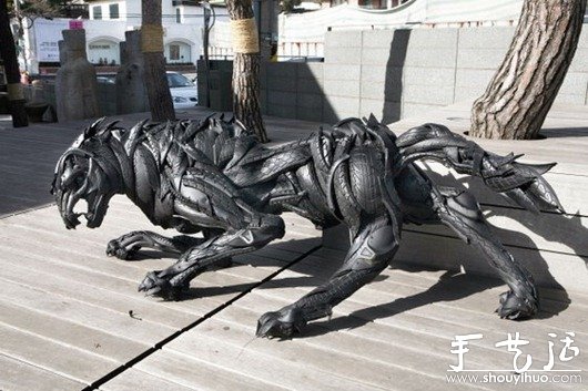 轮胎动物DIY雕塑