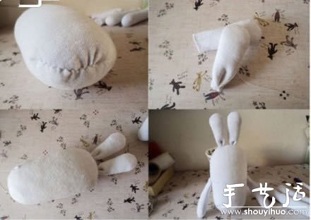 袜子布艺制作可爱兔子的手工教程