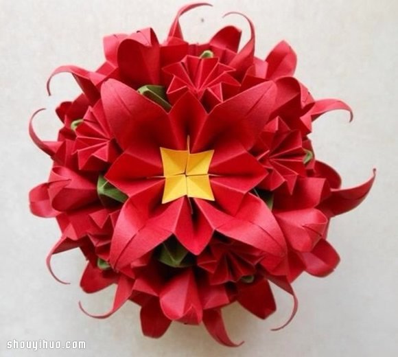 美轮美奂的手工折纸花球作品欣赏(五)
