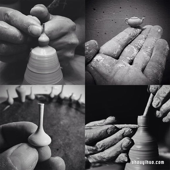 Jon Almeda的袖珍陶艺创作 迷你拇指手拉胚