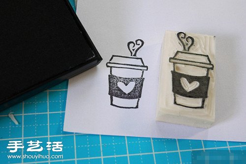 橡皮章教程：手工制作咖啡杯图案印章