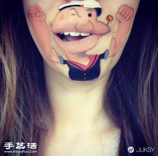 女人嘴唇作为画布 唇彩DIY有趣的卡通图案