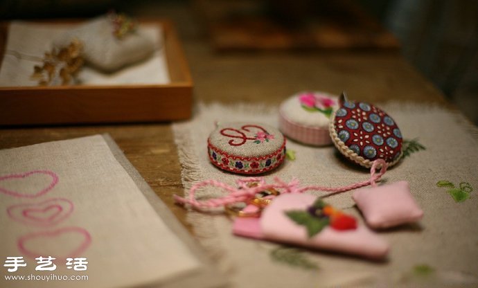 韩国风甜美手工布艺包包刺绣作品