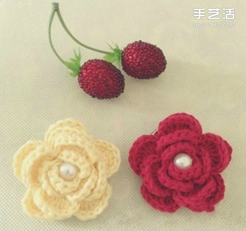 手工钩针花朵教程图解 可以制作成发夹或胸花