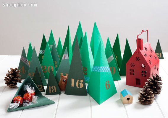 卡纸DIY手工制作精致圣诞树造型礼物包装盒