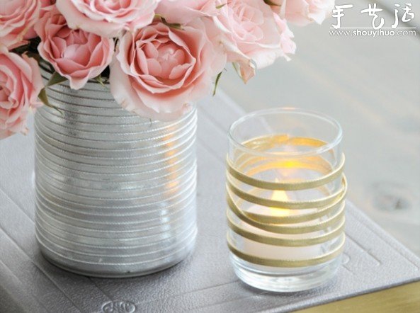 玻璃杯简单DIY 变成浪漫蜡烛杯的教程