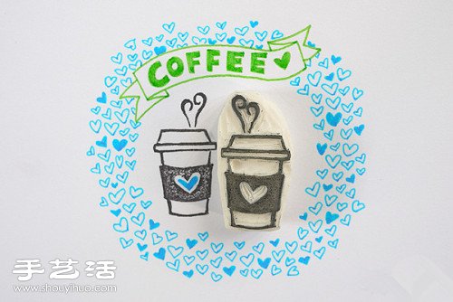橡皮章教程：手工制作咖啡杯图案印章
