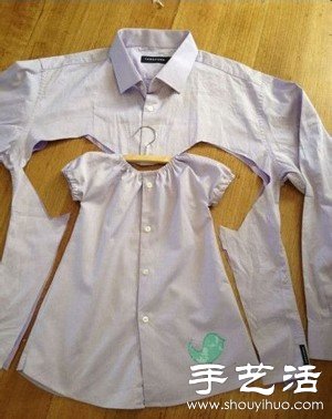 衬衫旧物改造 给女儿手工DIY爱心裙子