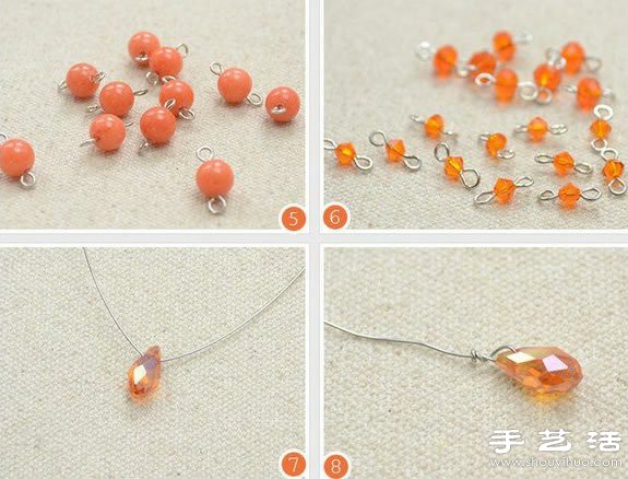 水晶珠/串珠/水钻+铁丝 手工制作时尚优雅项链
