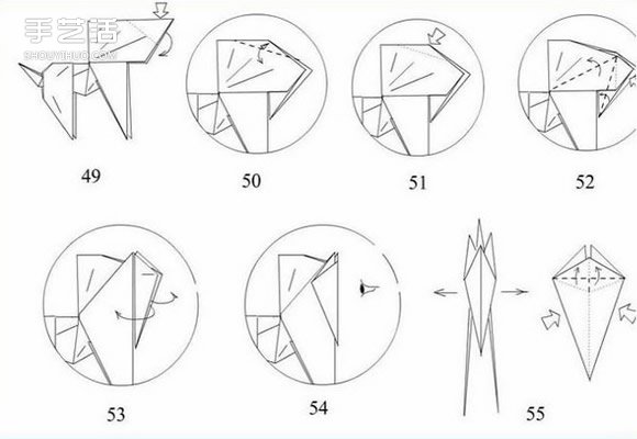 手工折纸马图解教程 立体马的折法详细步骤图
