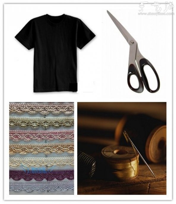 棉布圆领T恤DIY时尚项链的教程