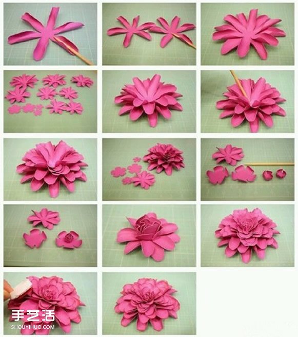 8种美丽纸花的制作过程 立体纸花的做法图解