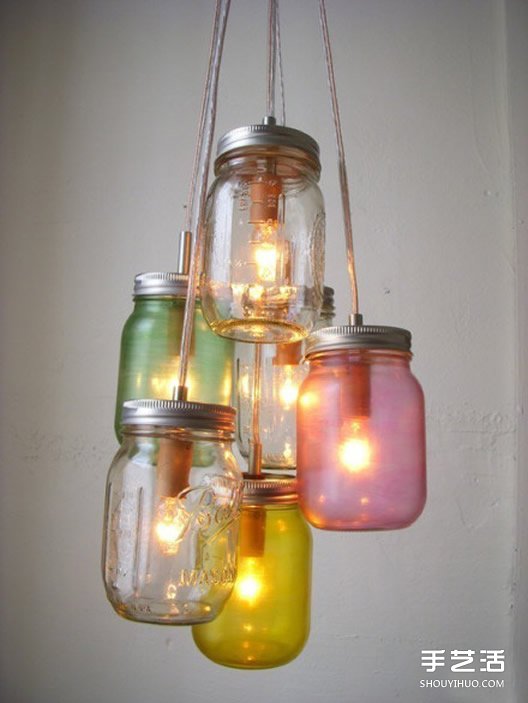 玻璃罐头瓶子废物利用手工DIY制作漂亮的灯饰