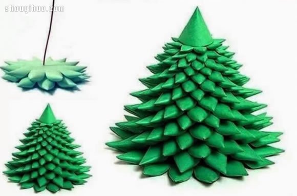 简单折纸立体圣诞树手工制作图解教程
