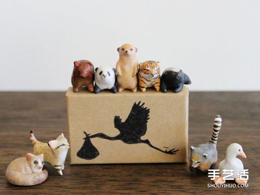 动物造型迷你粘土玩偶 超小可爱粘土玩偶作品