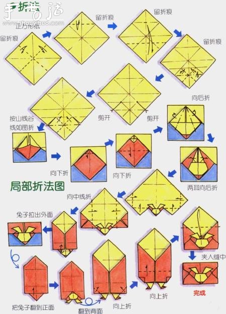 兔子信封折纸方法