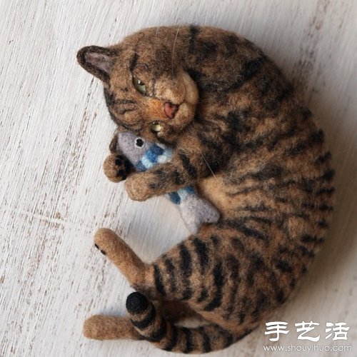 日本手工达人的猫咪羊毛毡作品