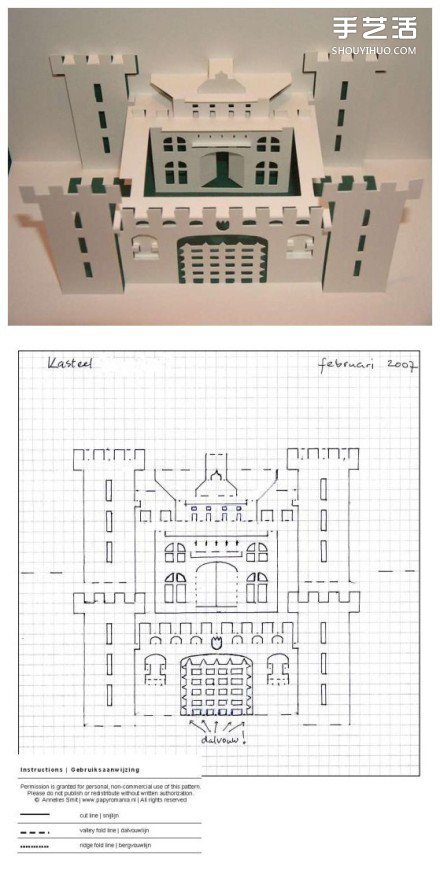 8个能折出建筑物的立体贺卡图纸模板制作图解