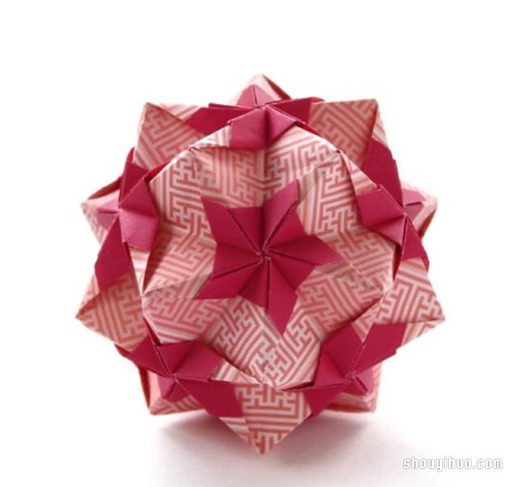 一款喜庆的折纸花球的折法图解教程