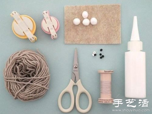 毛线+毛毡布 DIY手工制作兔子玩偶