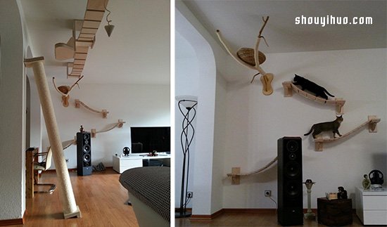 空中乐园般的猫爬架DIY 猫猫大人太幸福了