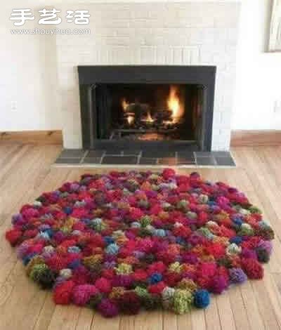毛线手工制作漂亮多彩地毯毯子图解教程