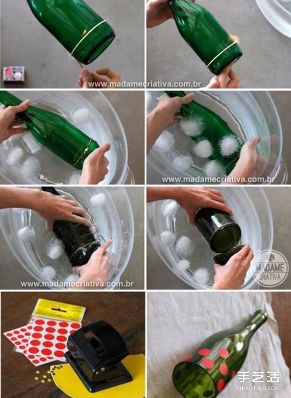啤酒瓶废物利用DIY手工制作精美烛台的方法