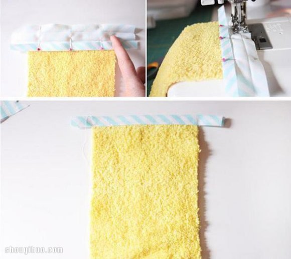 旧毛巾改造再利用 手工制作洗漱用品收纳袋