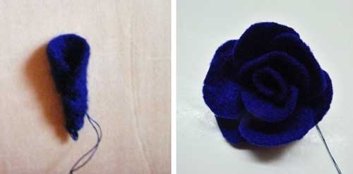 羊毛毡手工制作玫瑰花指环