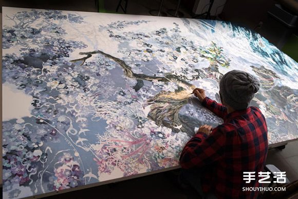 三年半时光的坚持！日本艺术家绘制巨幅画作