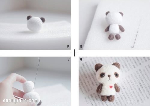 羊毛毡熊猫宝宝做法 熊猫玩偶手工制作教程