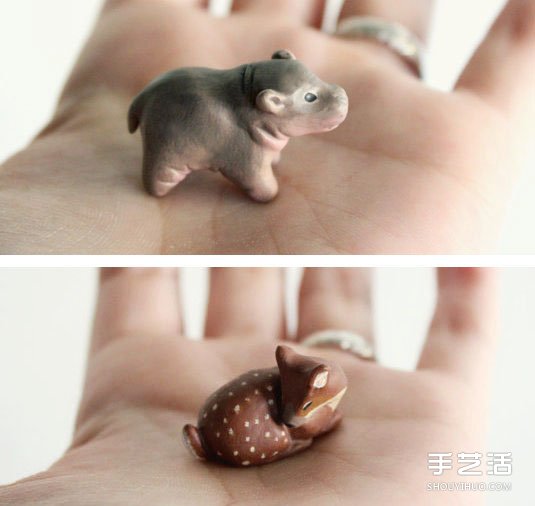 动物造型迷你粘土玩偶 超小可爱粘土玩偶作品