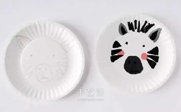 幼儿园餐盘画作品 在餐盘里画出卡通小动物