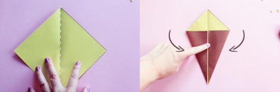 儿童冰激凌折纸方法 简单可爱冰激凌折法图解