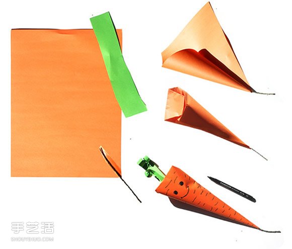 幼儿园胡萝卜手工制作 简单纸胡萝卜的做法