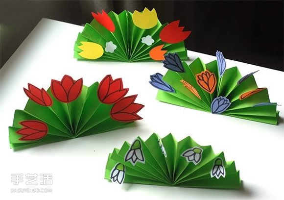 幼儿花圃手工制作图片 简单折纸花丛的教程