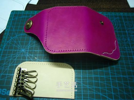 Redmoon皮革卡包制作 自制女用皮革钥匙包教程