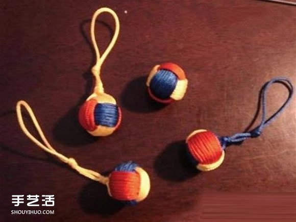 三色球的编织方法图解 用道具编三色球小挂件