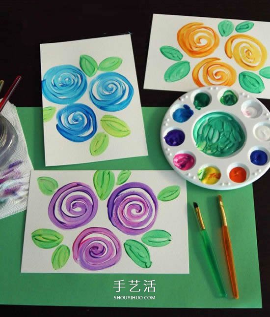 简单又漂亮！儿童水彩画玫瑰花贺卡的制作教程